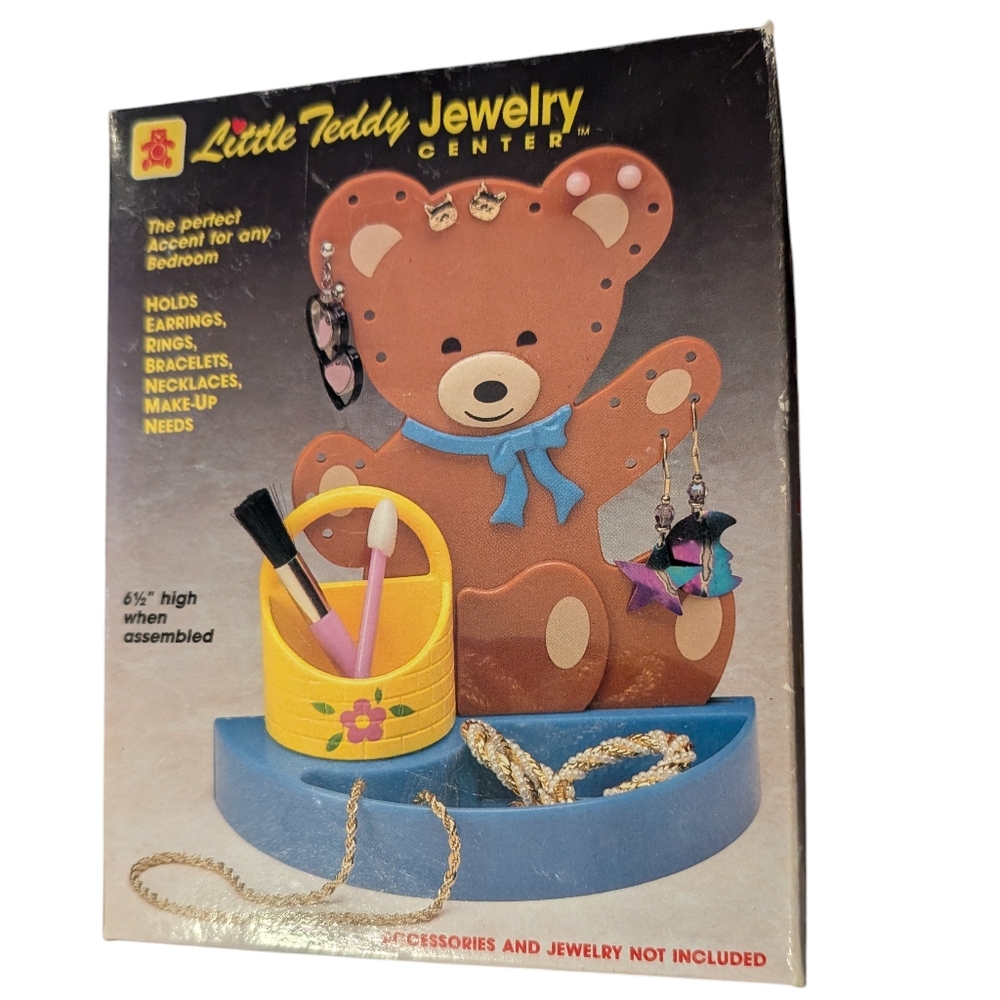 80s 90s Vintage Little‎ Teddy Jewelry Center Plastic Organizer Kawaii NIP Rare